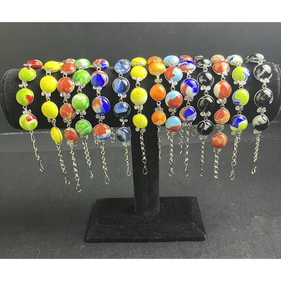15 Murano Glass & Alpaca Silver Bracelets from Perú Multicolor Wholesale Lot - Picture 2 of 7
